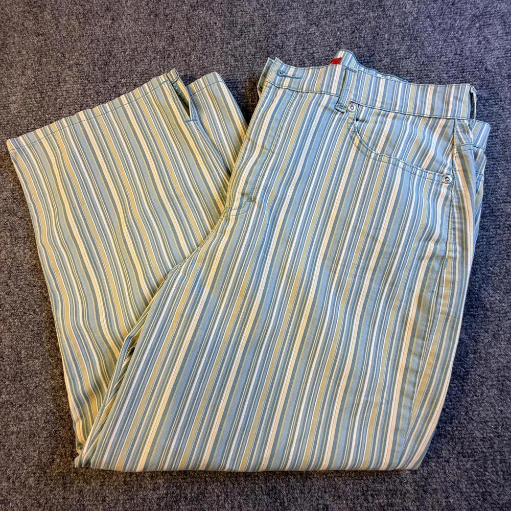 Gloria Vanderbilt Amanda Crop Pants Blue Striped High Rise Straight Leg 12 #936 - Picture 1 of 9